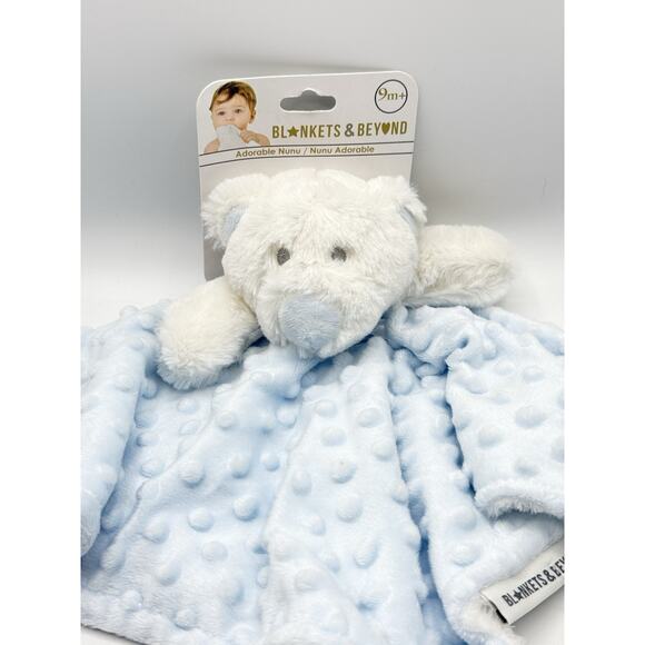 Blankets & And Beyond Plush Blue Minky Dot TEDDY BEAR Security Blanket Lovey NEW - Picture 2 of 2